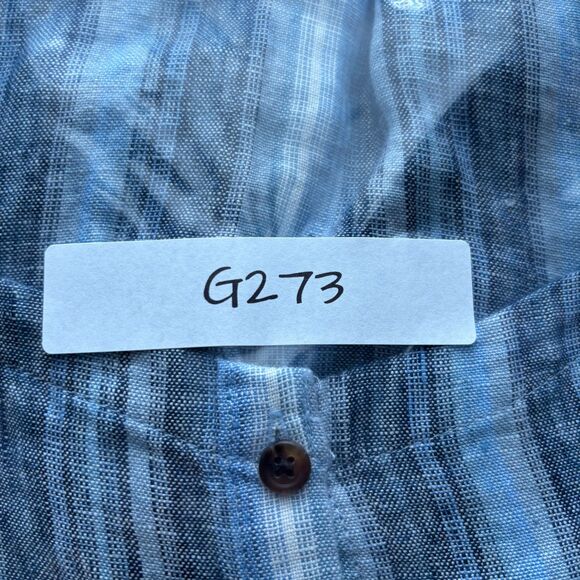 Lands' End Women Linen Sweetheart Button Front Midi Dress Blue Stripe Large G273 - Picture 11 of 11